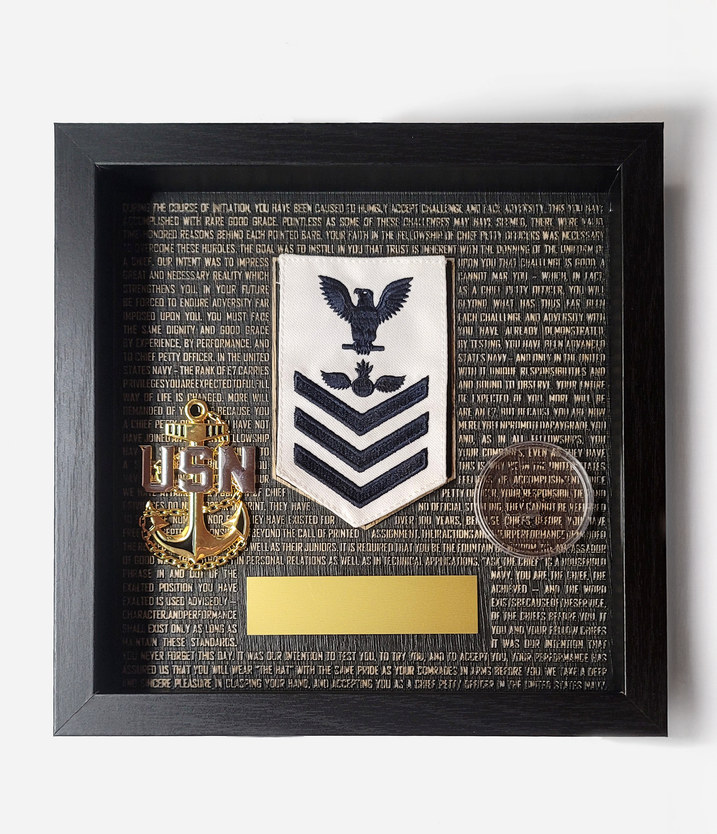 Wood Final Night Shadow Box (Gold Name Plate)