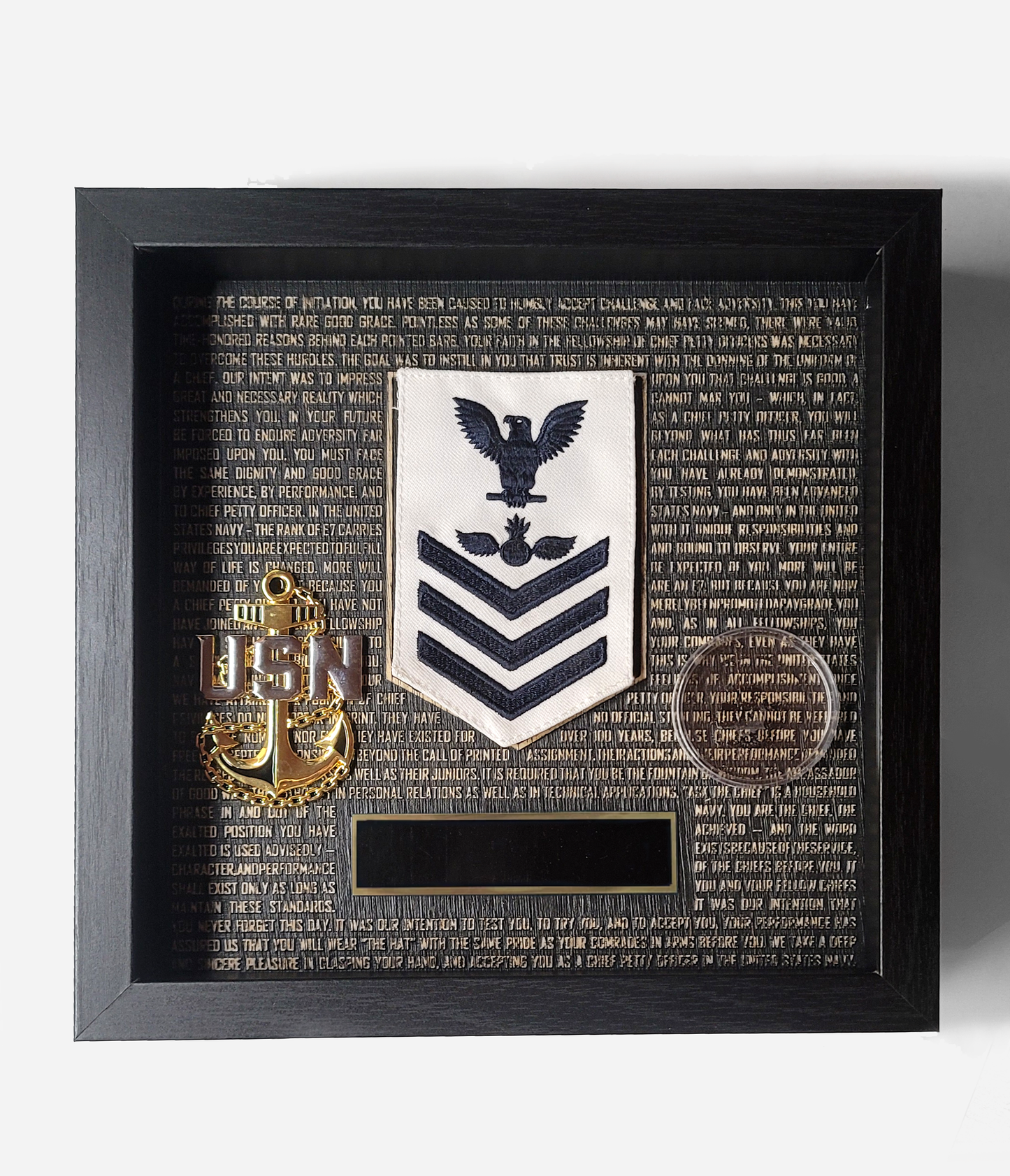 Wood Final Night Shadow Box (Black Name Plate)